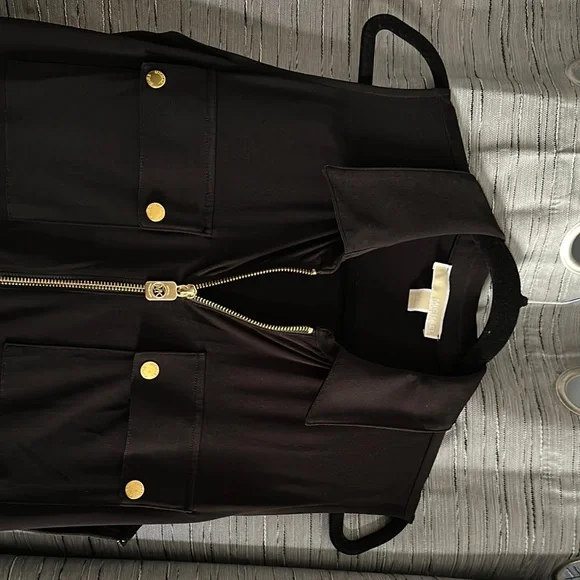 Michael Kors Black Sleeveless Jumpsuit with Gold Accents - Picture 3 of 8